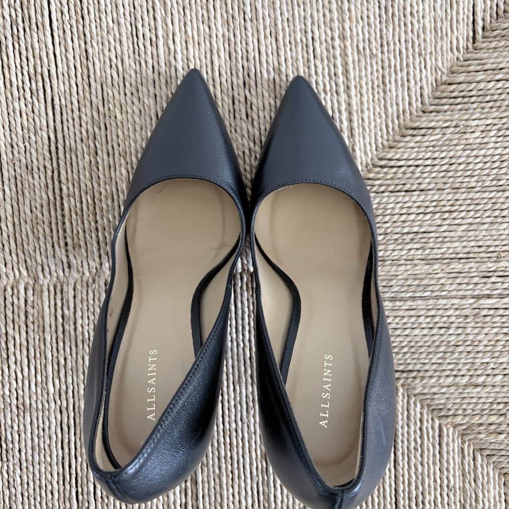 AllSaints Nova Court Pointed Toe High Heel Leather Pumps Black EU 36 /‎ US 6 - Picture 4 of 8